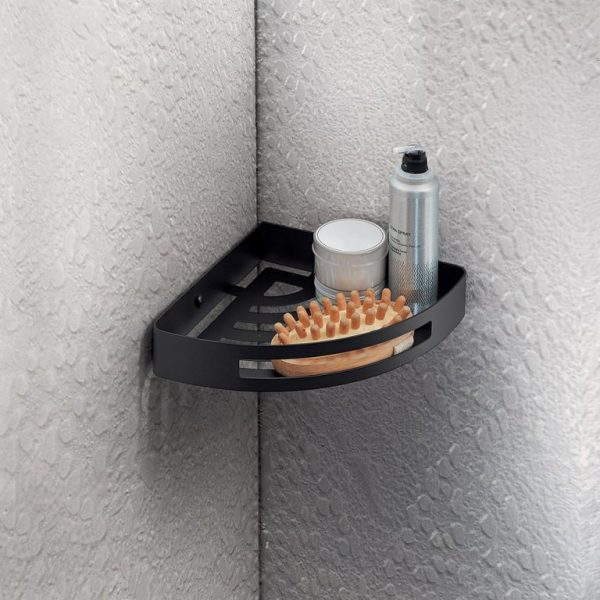 SS black corner shelf one part bathroom fitting
