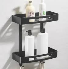 Stainless Steel corner shelf 2 part bathroom fitting Black