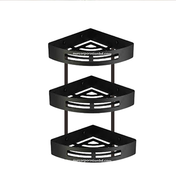 SS black corner shelf 3 part bathroom fitting