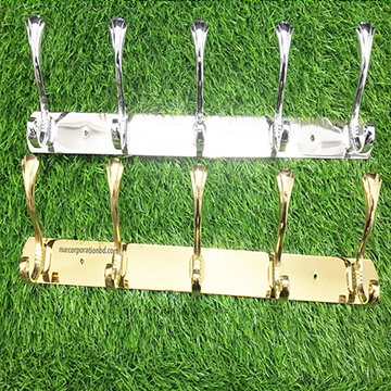 Wall Mounted coat hooks small 5 strip gold/Aluminium