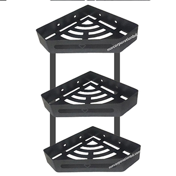 nurcorporationbd.com SS black diamond corner shelf 3 part bathroom fitting